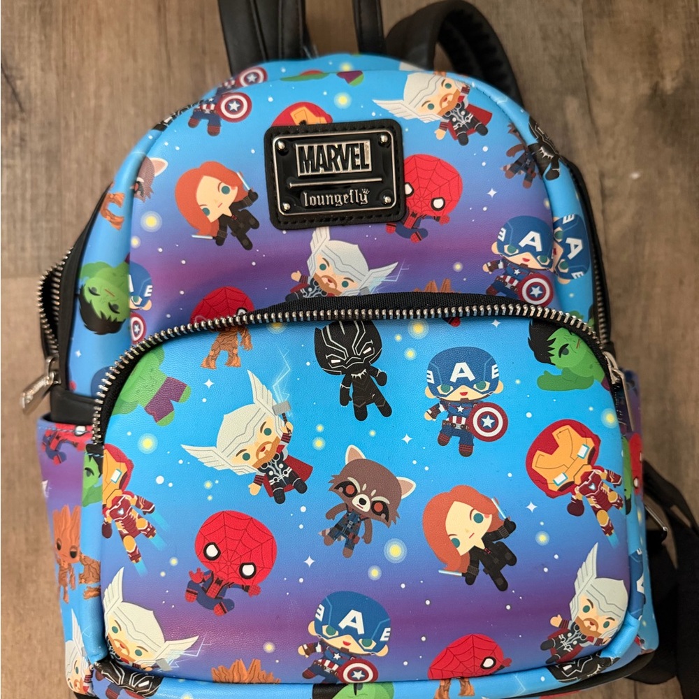 Loungefly Marvel Blue Chibi Superhero Mini Backpack